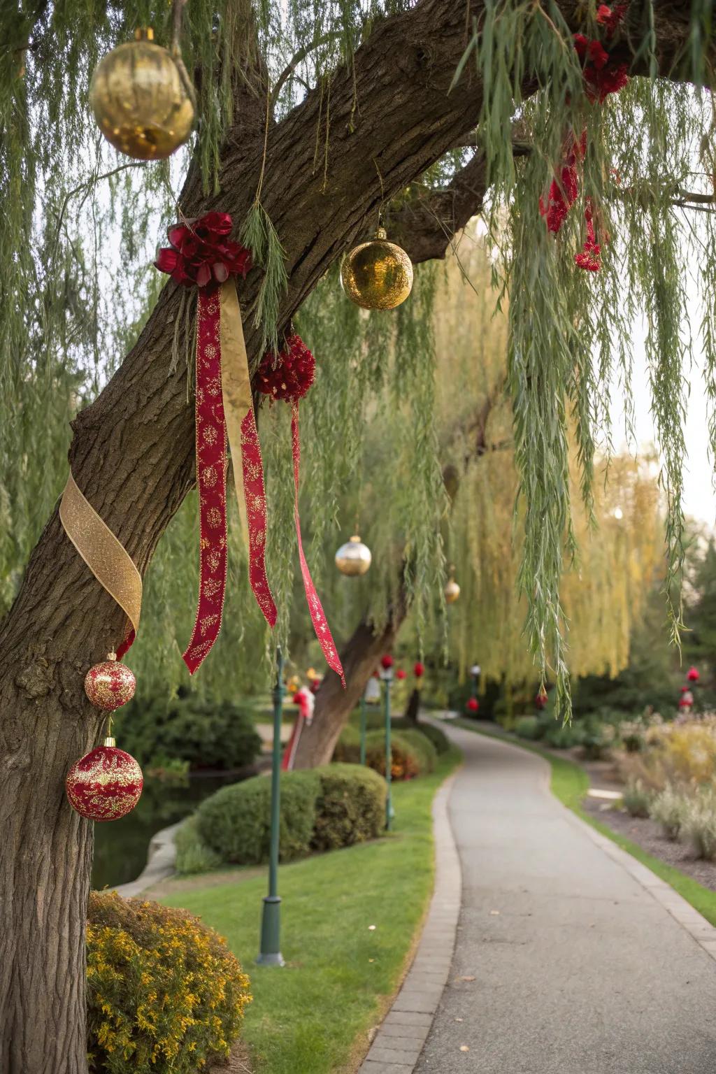 Seasonal decorations bring festive cheer to your willow.