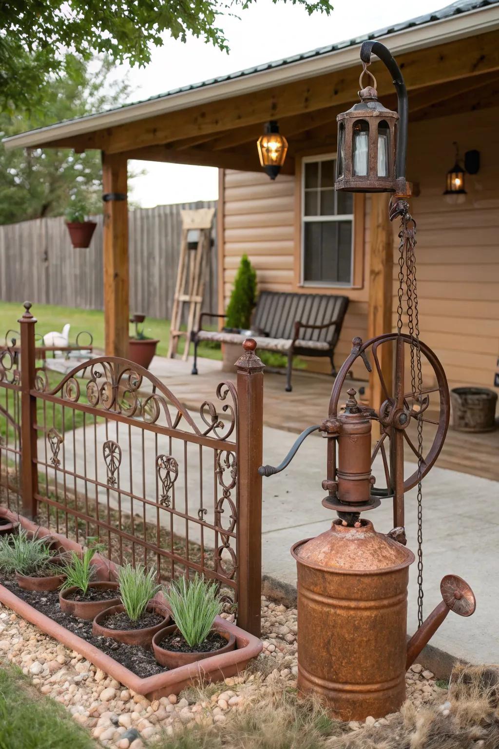 Metal accents add a rugged, timeless appeal.