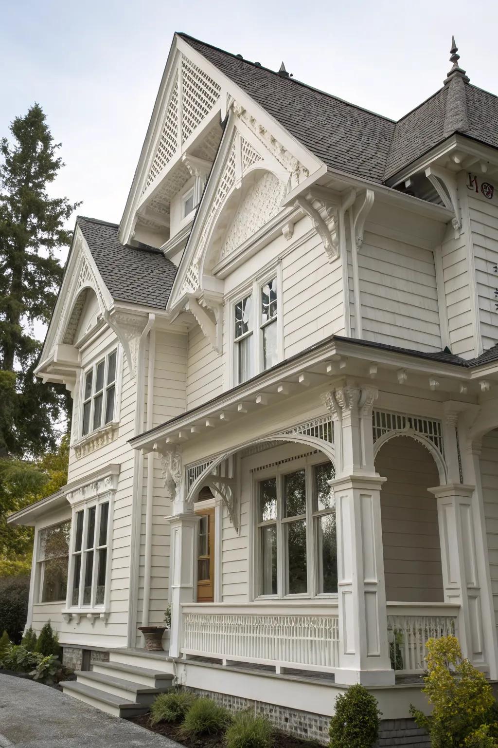 Monochrome white layers create an elegant and sophisticated aesthetic.
