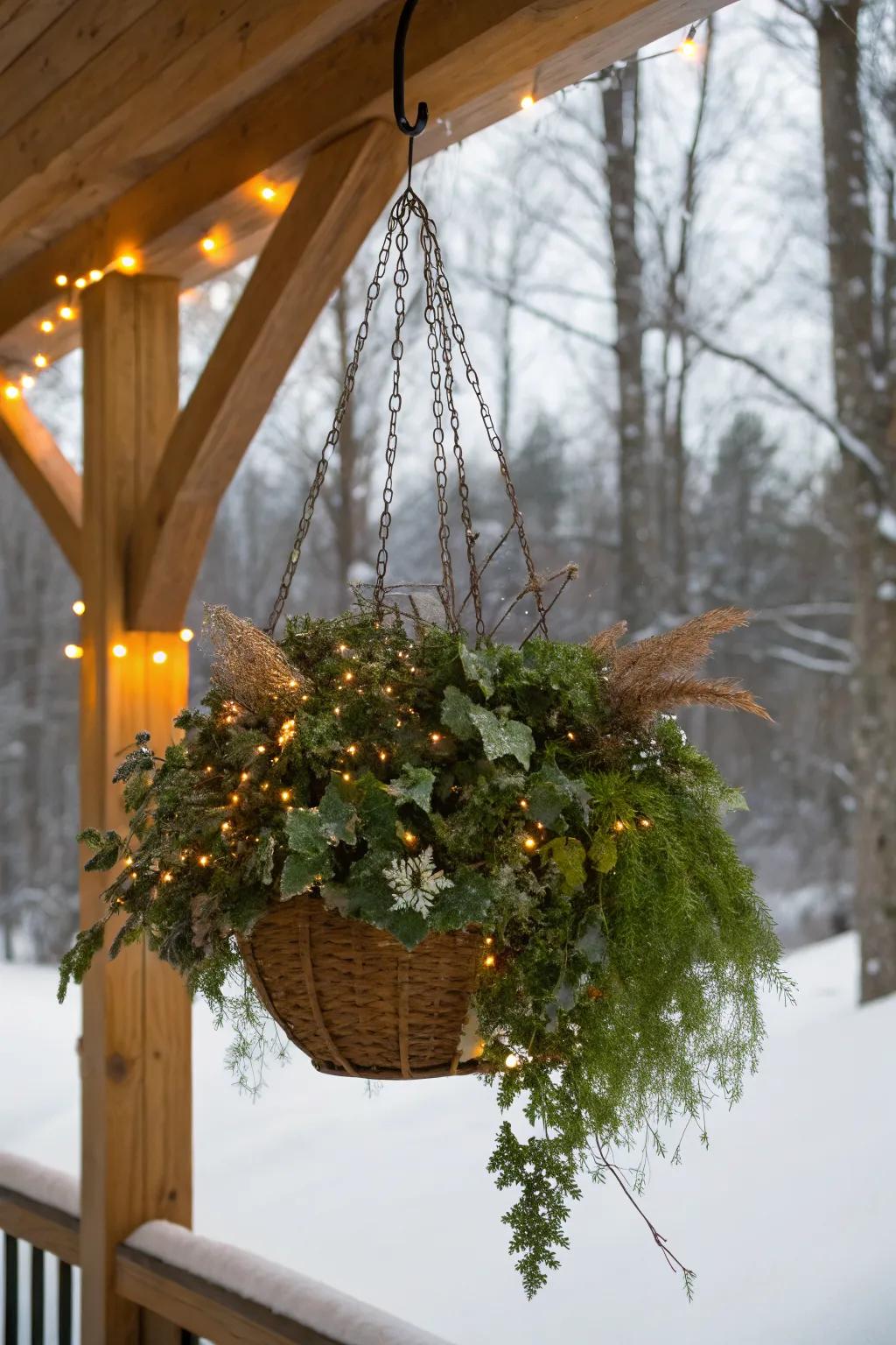 Hanging baskets add a stunning overhead dimension