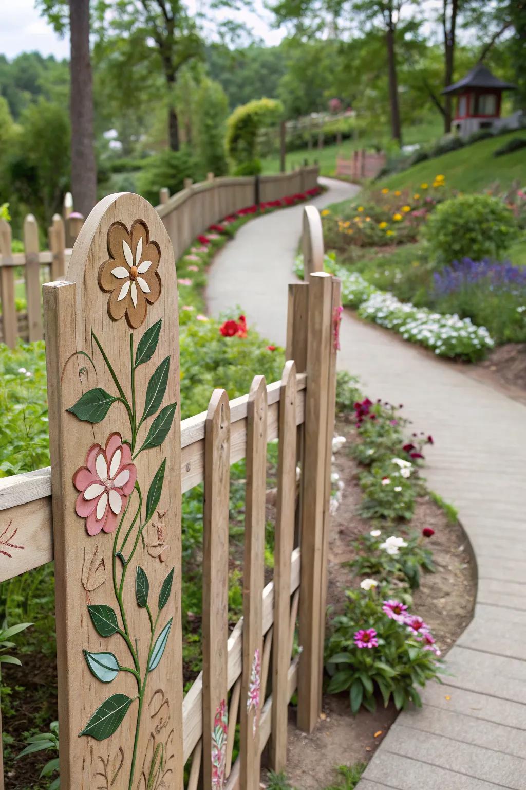 Decorative cutouts add personality and charm to the fence.