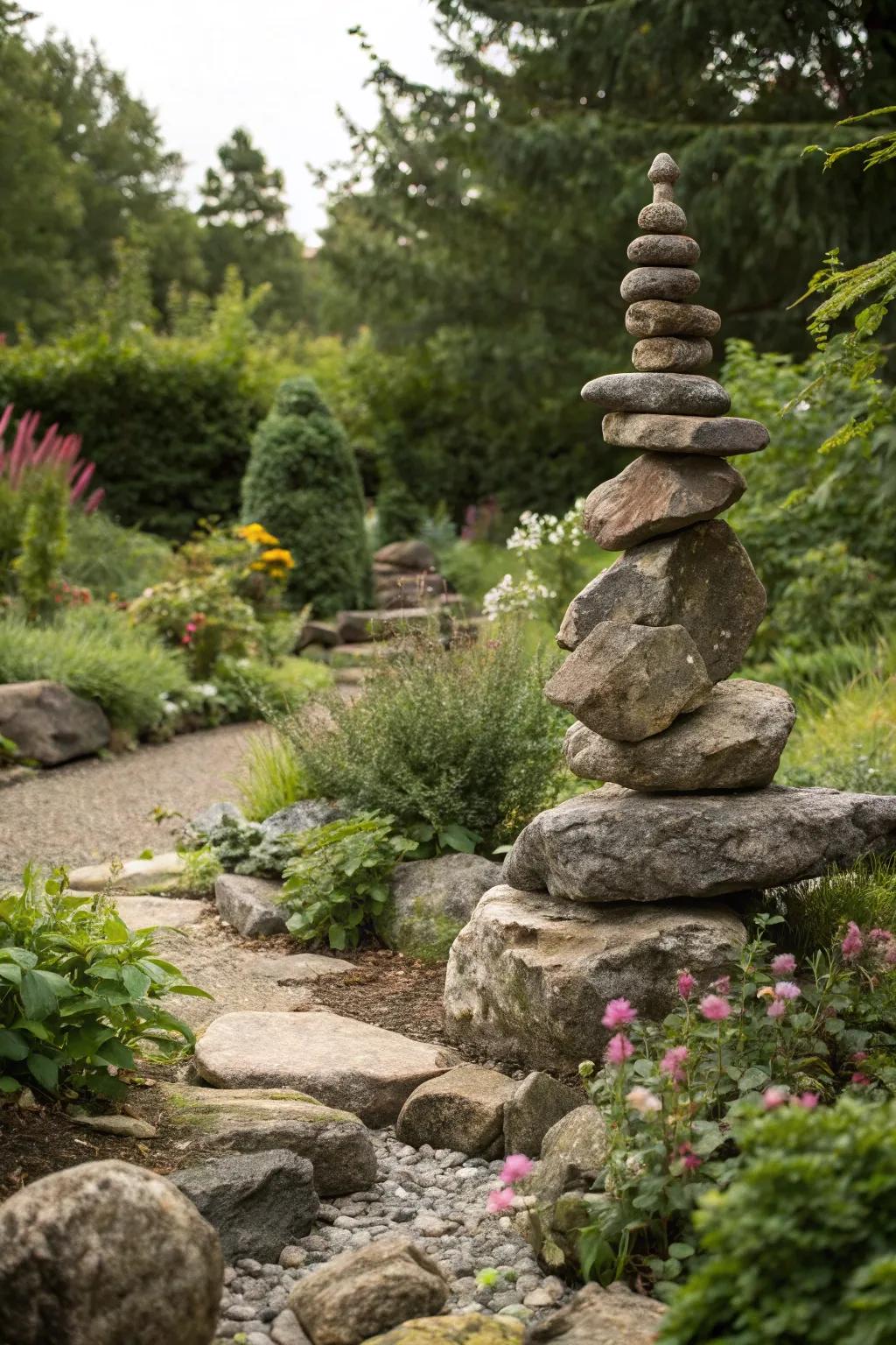 Inspire wonder with rock balancing art.