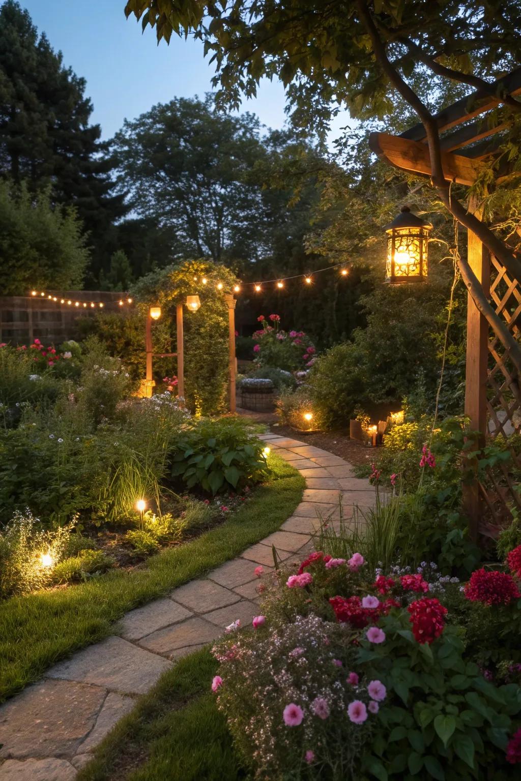 Outdoor lighting transforms your garden into a nighttime paradise.