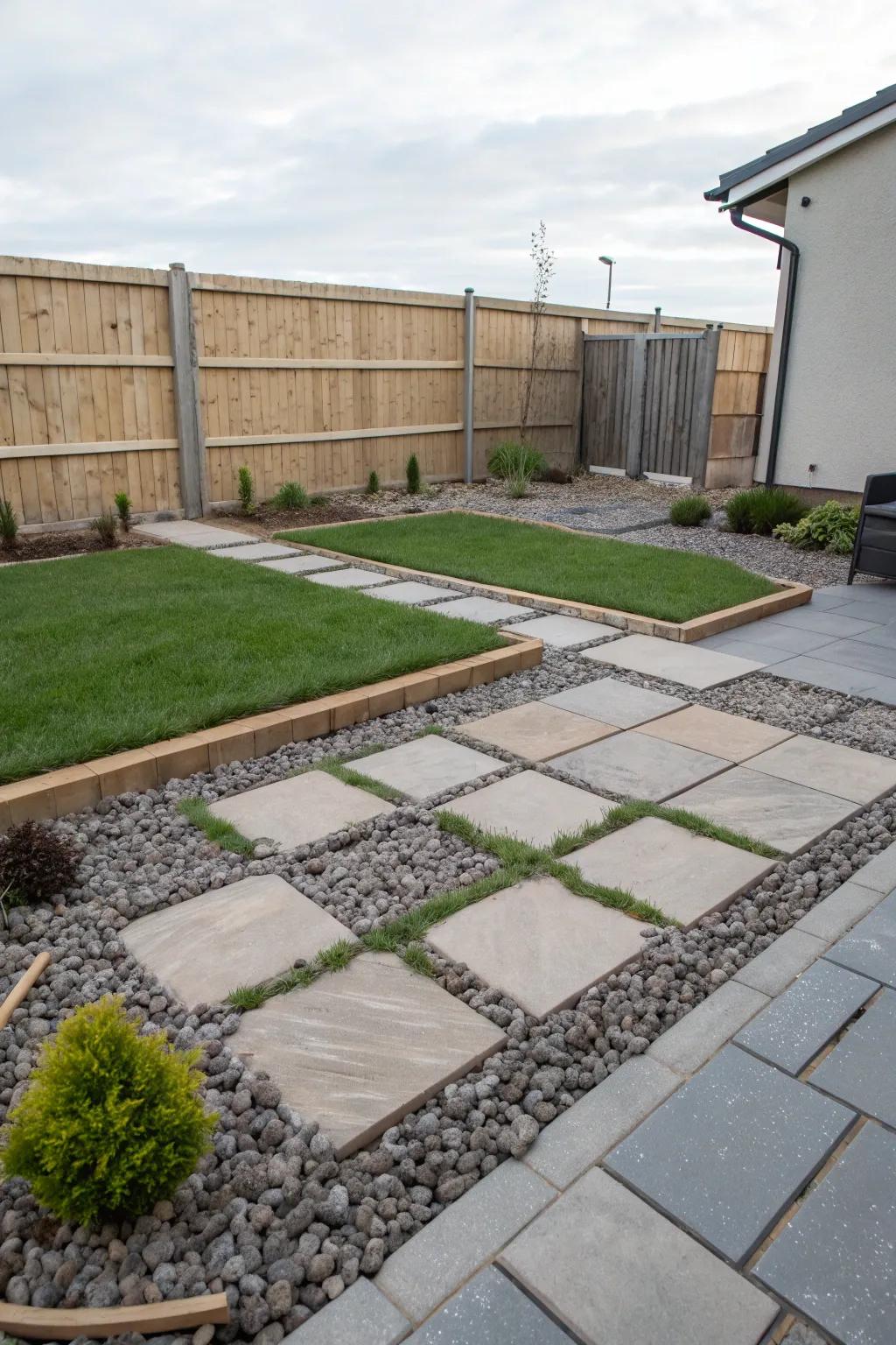 Mixed material patio for a unique texture blend.