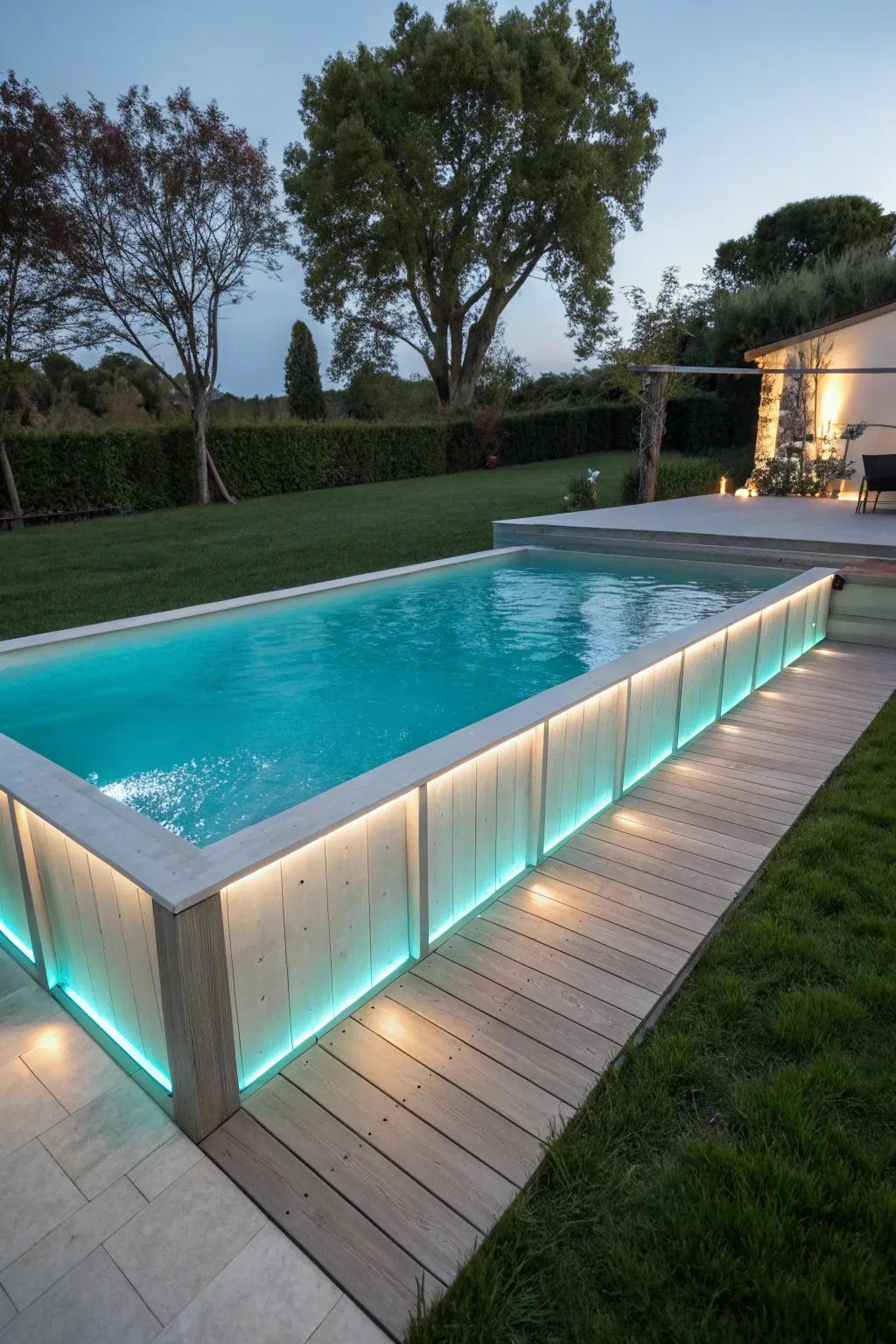 Hidden undercap lighting offers a sleek, modern glow.