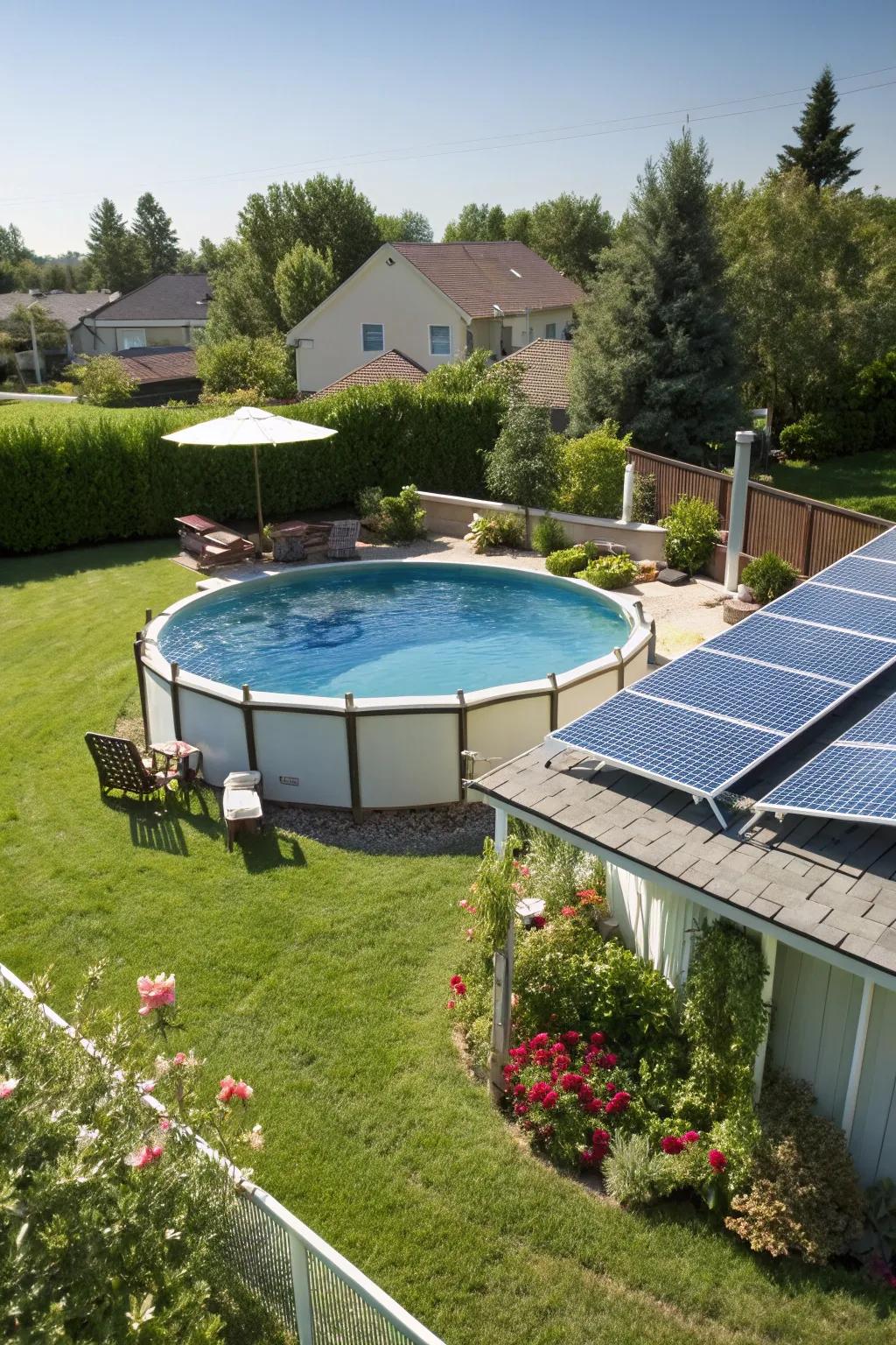 Solar heating keeps pools warm and sustainable.