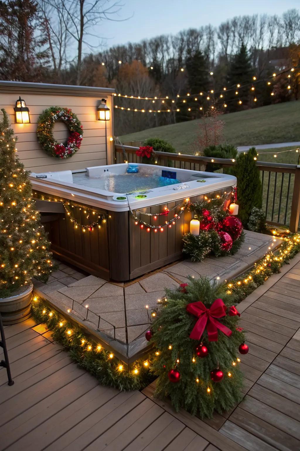 Seasonal decor changes keep your swim spa deck vibrant and engaging.