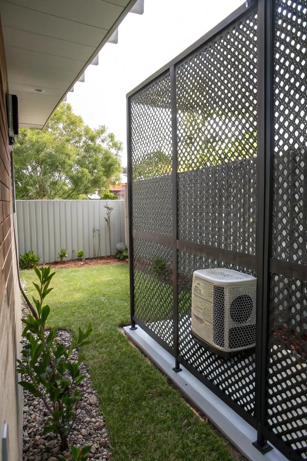 Perforated metal screens offer sleek, modern concealment.