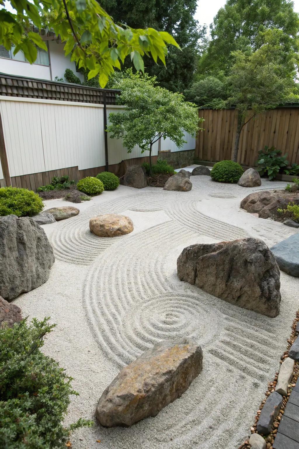 Minimalist Zen garden promoting peace and reflection.