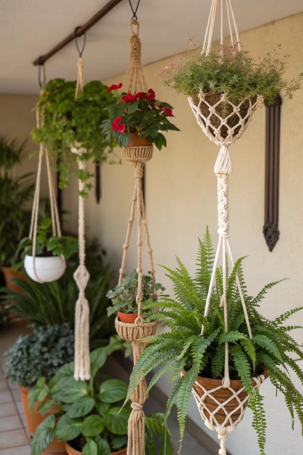Add greenery without using floor space with a hanging garden.