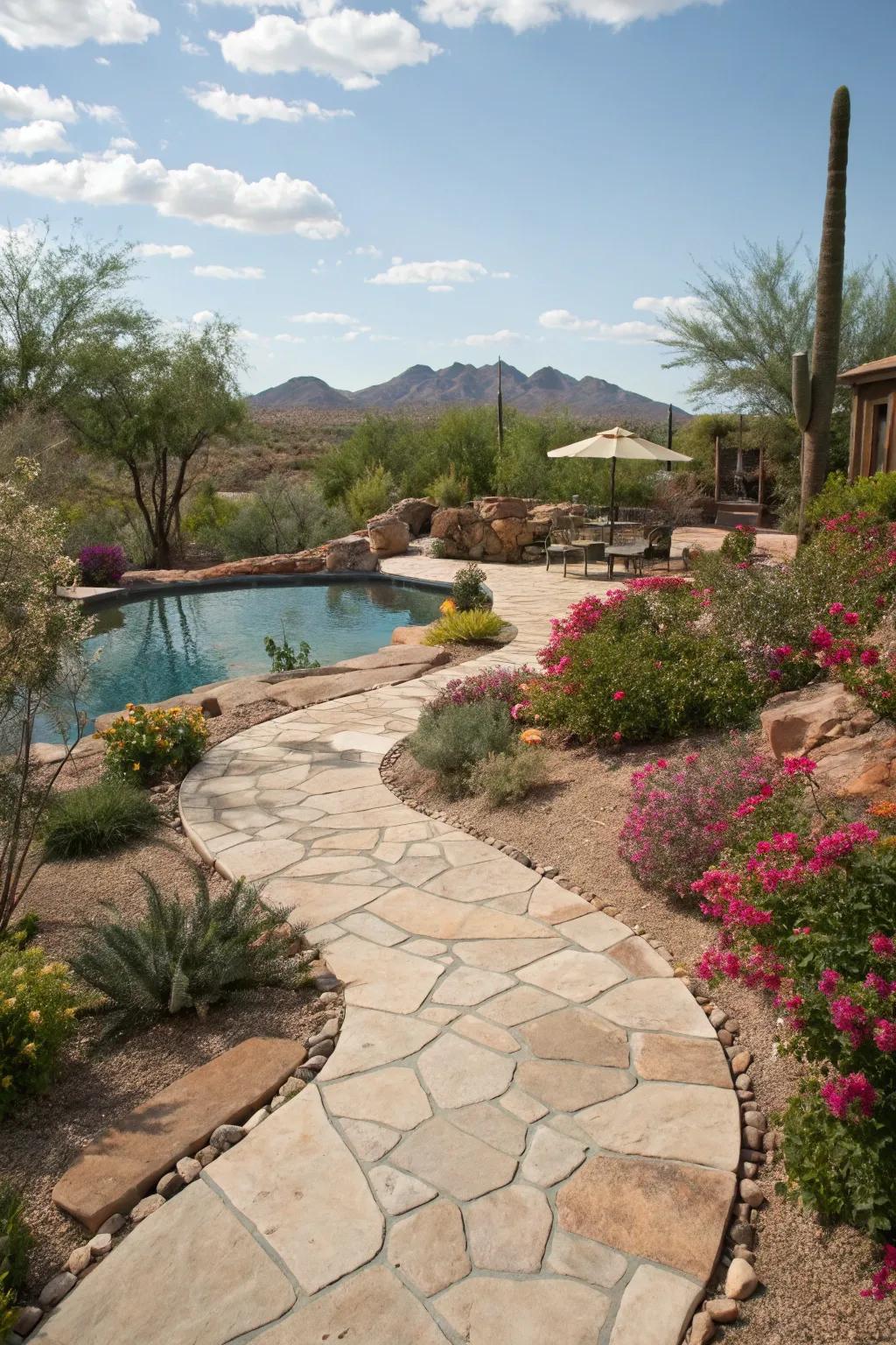 Natural stone pathways offer both function and beauty in landscaping.