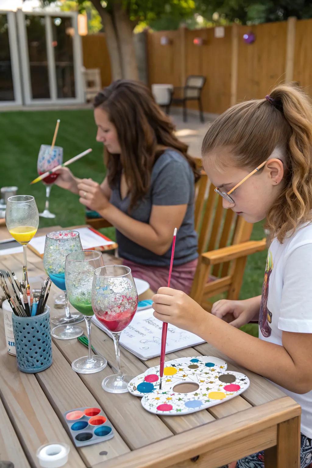 Customized wine glasses add a personal touch and make great party favors.