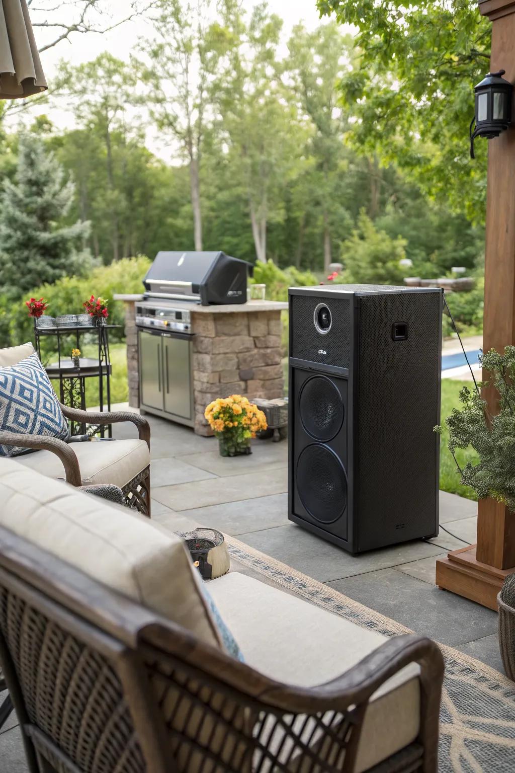Outdoor speakers bring music and ambiance to your patio parties.