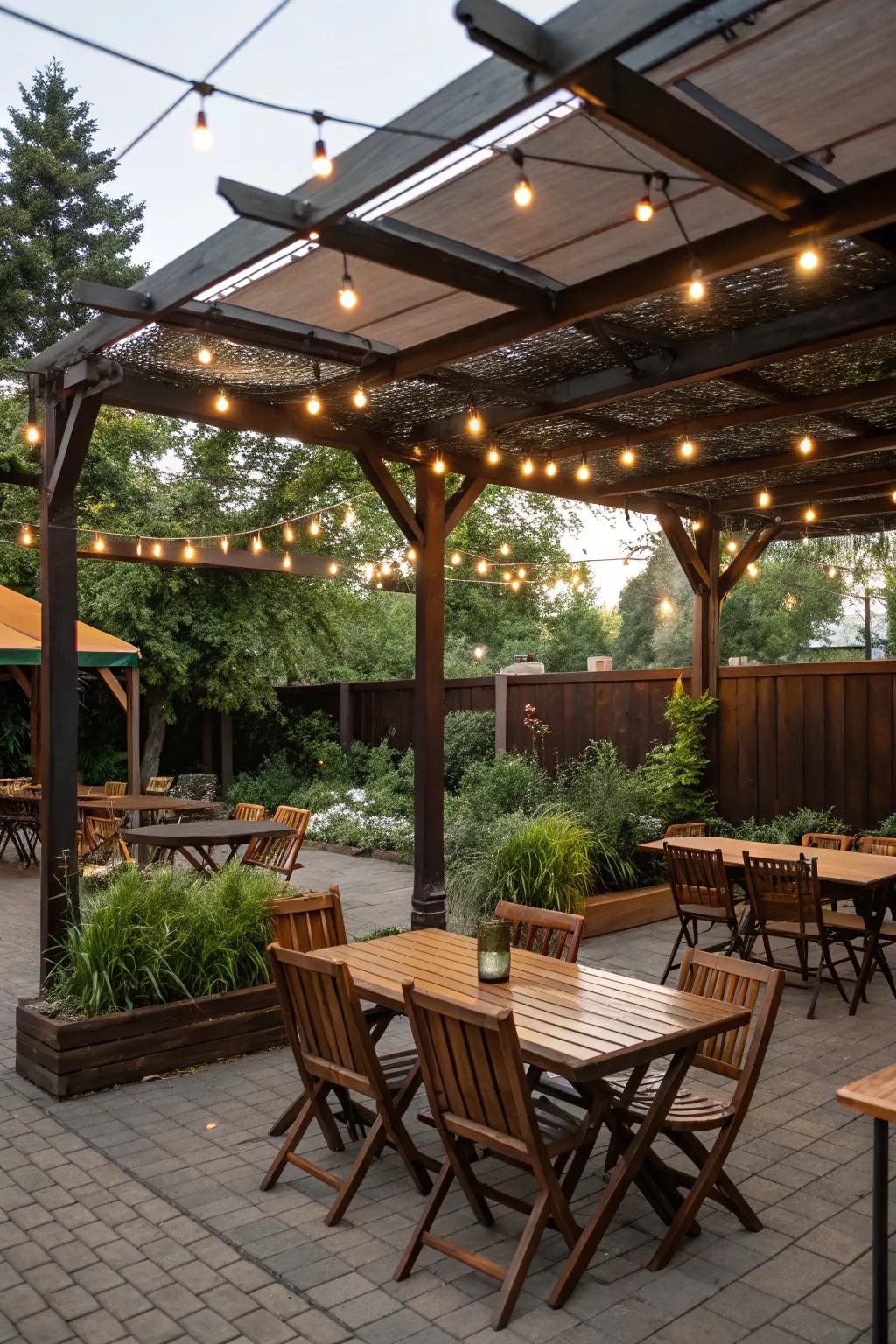 Covered seating ensures comfort in any weather.