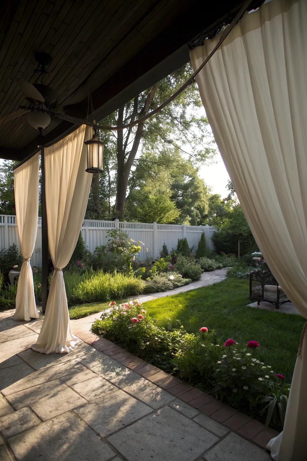 Add drama to your space with ceiling-mounted curtains.