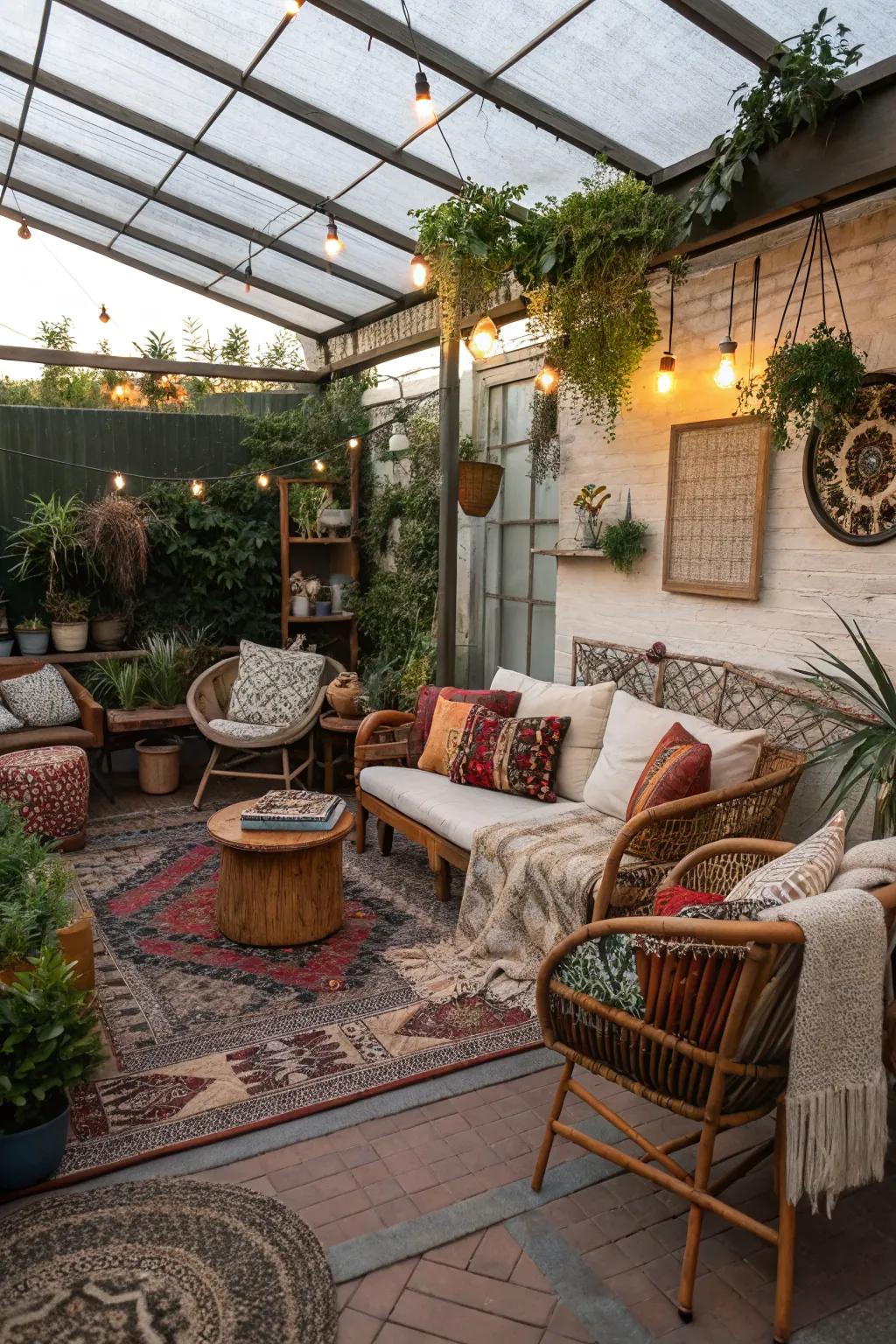 Create a unique space with eclectic patio décor.