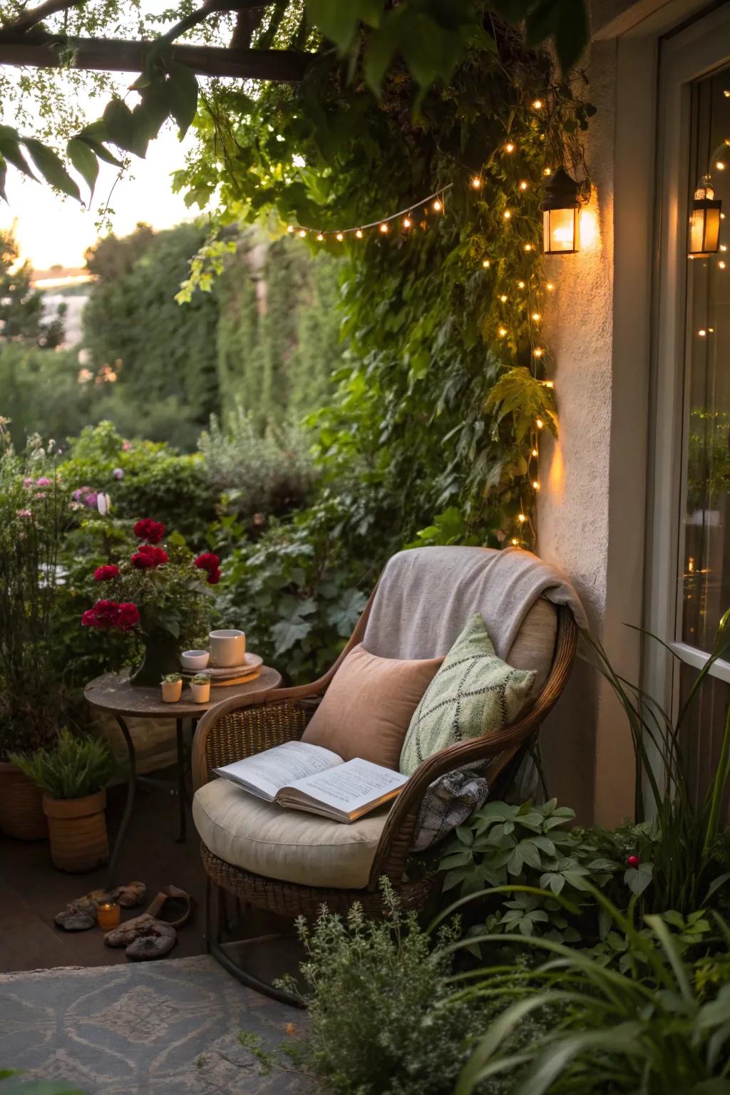 Escape into a good book in a peaceful garden reading nook.