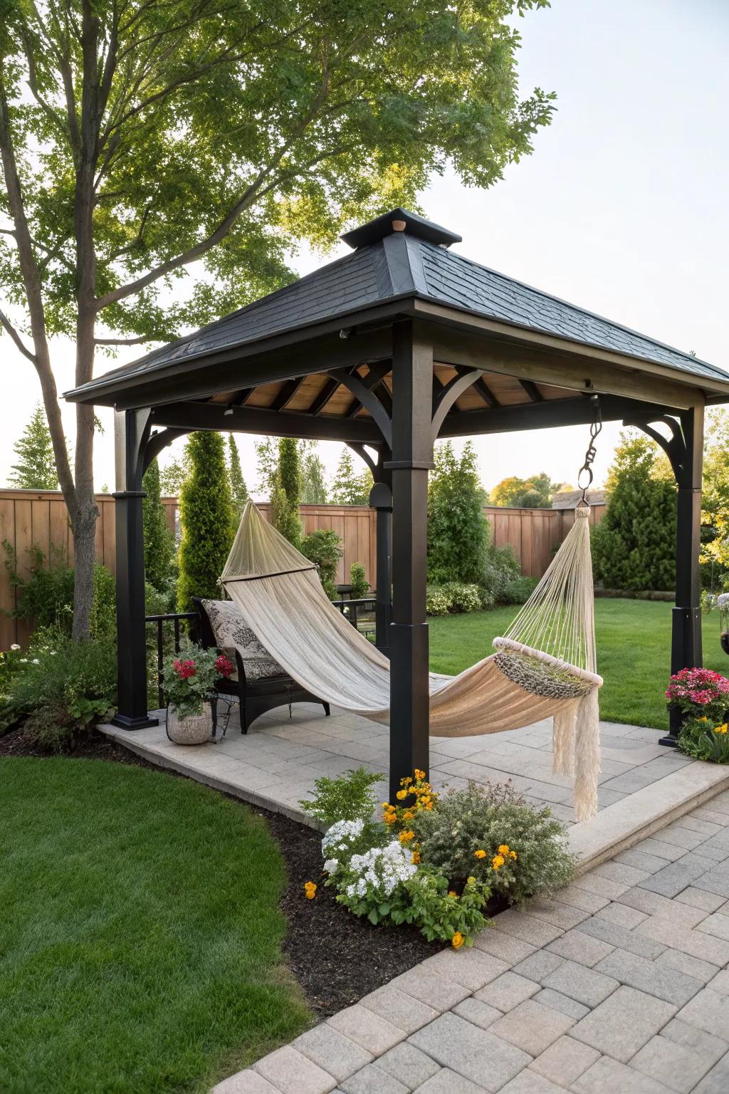 A hammock provides a simple yet luxurious spot to unwind.