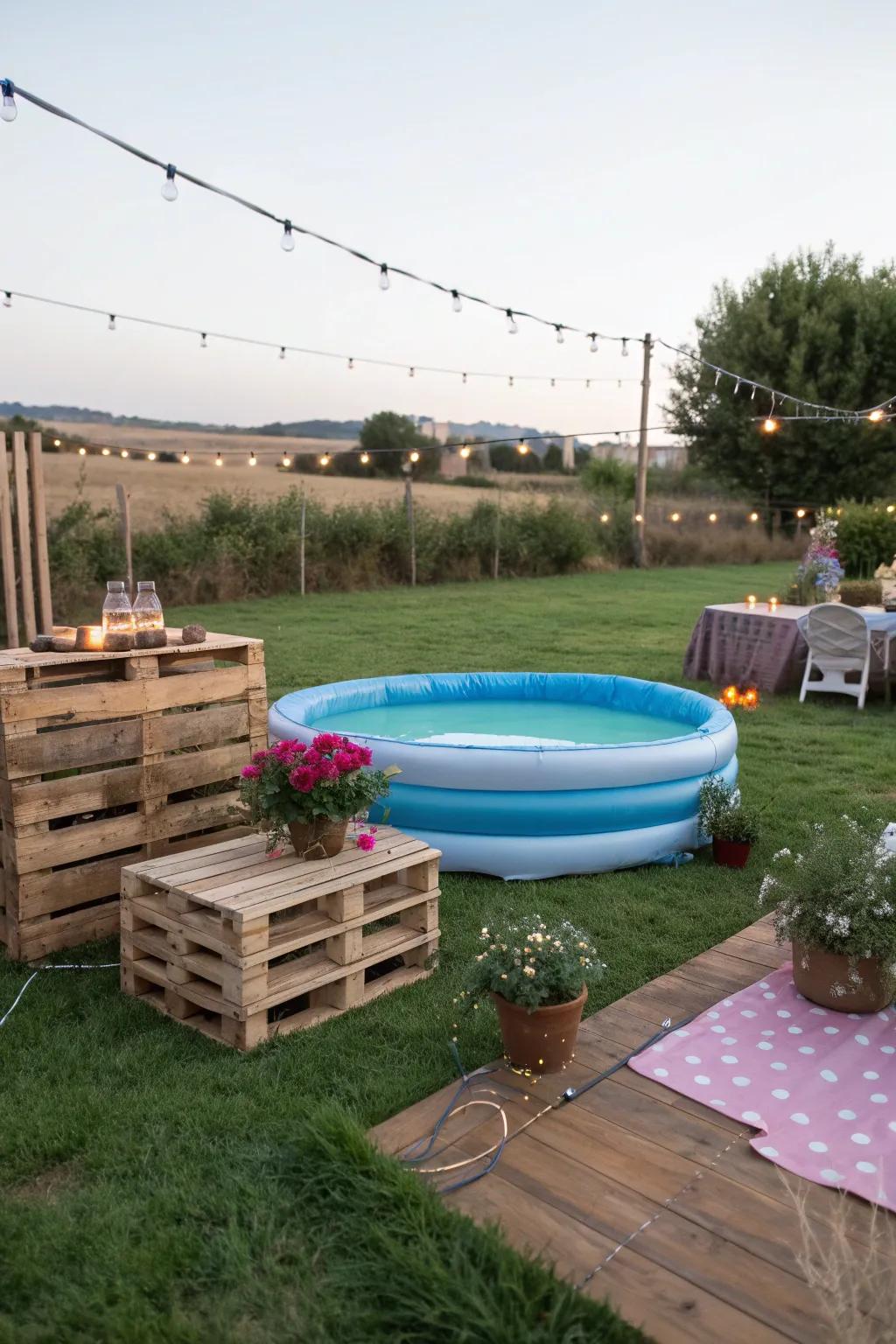 A rustic look brings countryside charm to your pool area.