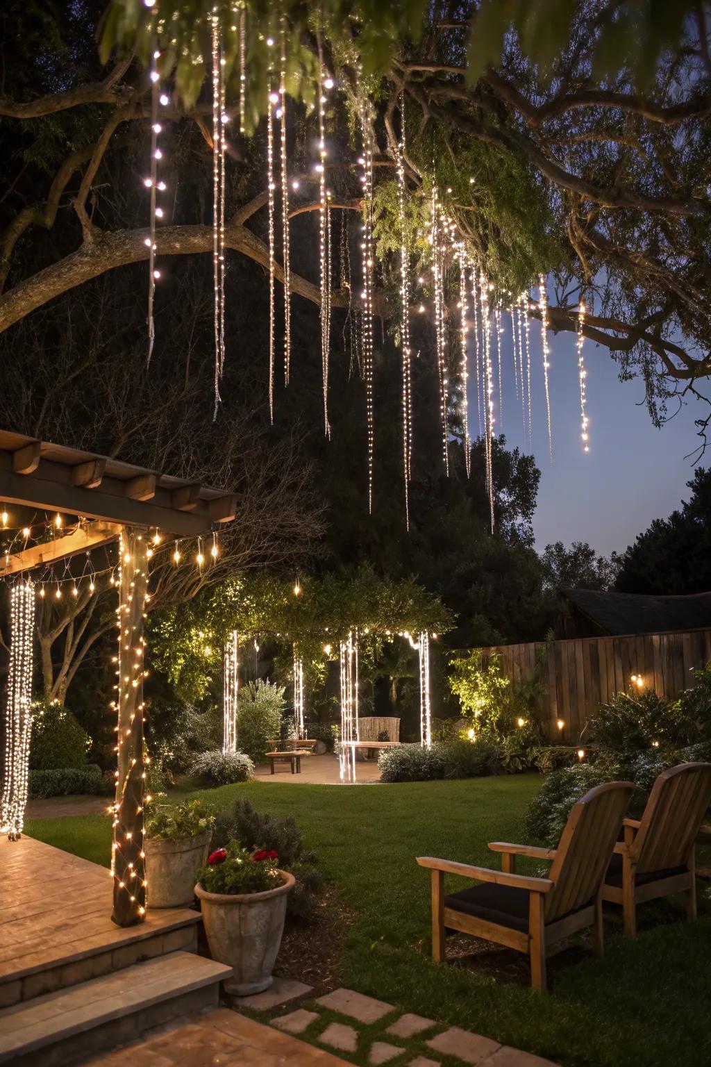 Add wonder with cascading icicle lights.