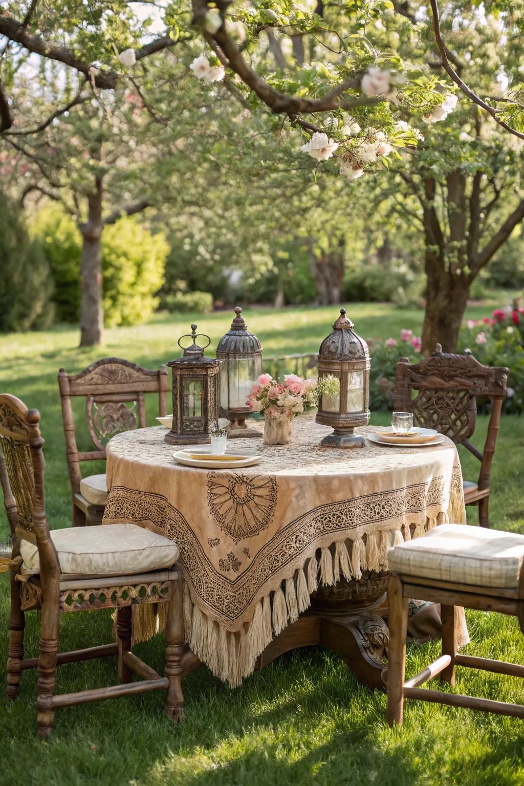 Rediscover elegance with an antique picnic table that transforms your backyard into a timeless retreat.