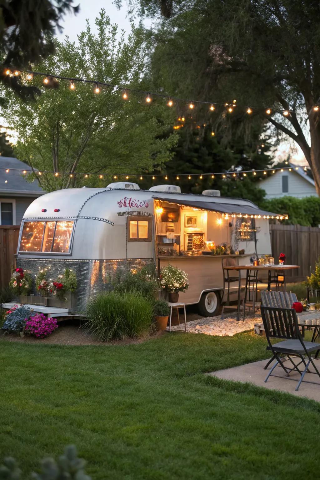 Add character with a vintage Airstream bar.