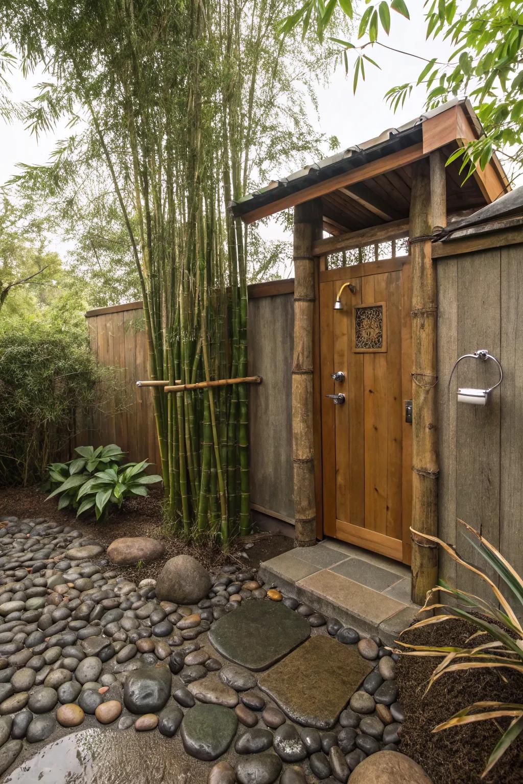 Refresh yourself with a rustic outdoor shower.