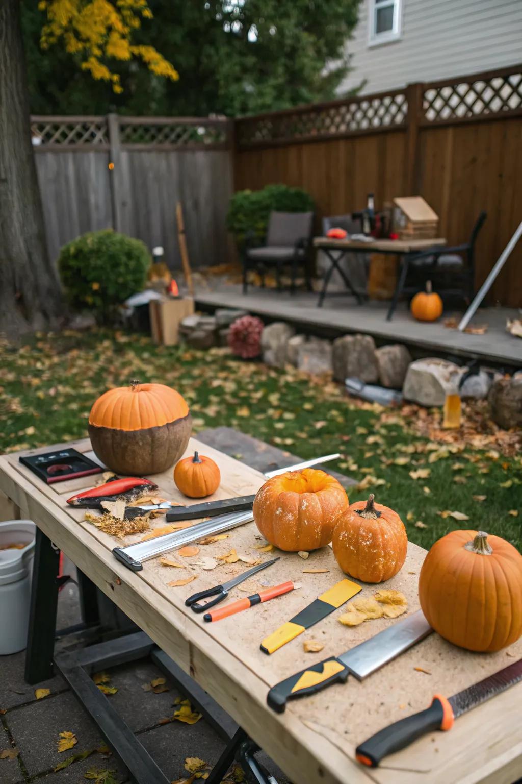 A carving station invites creativity and adds a personal touch to your patch.