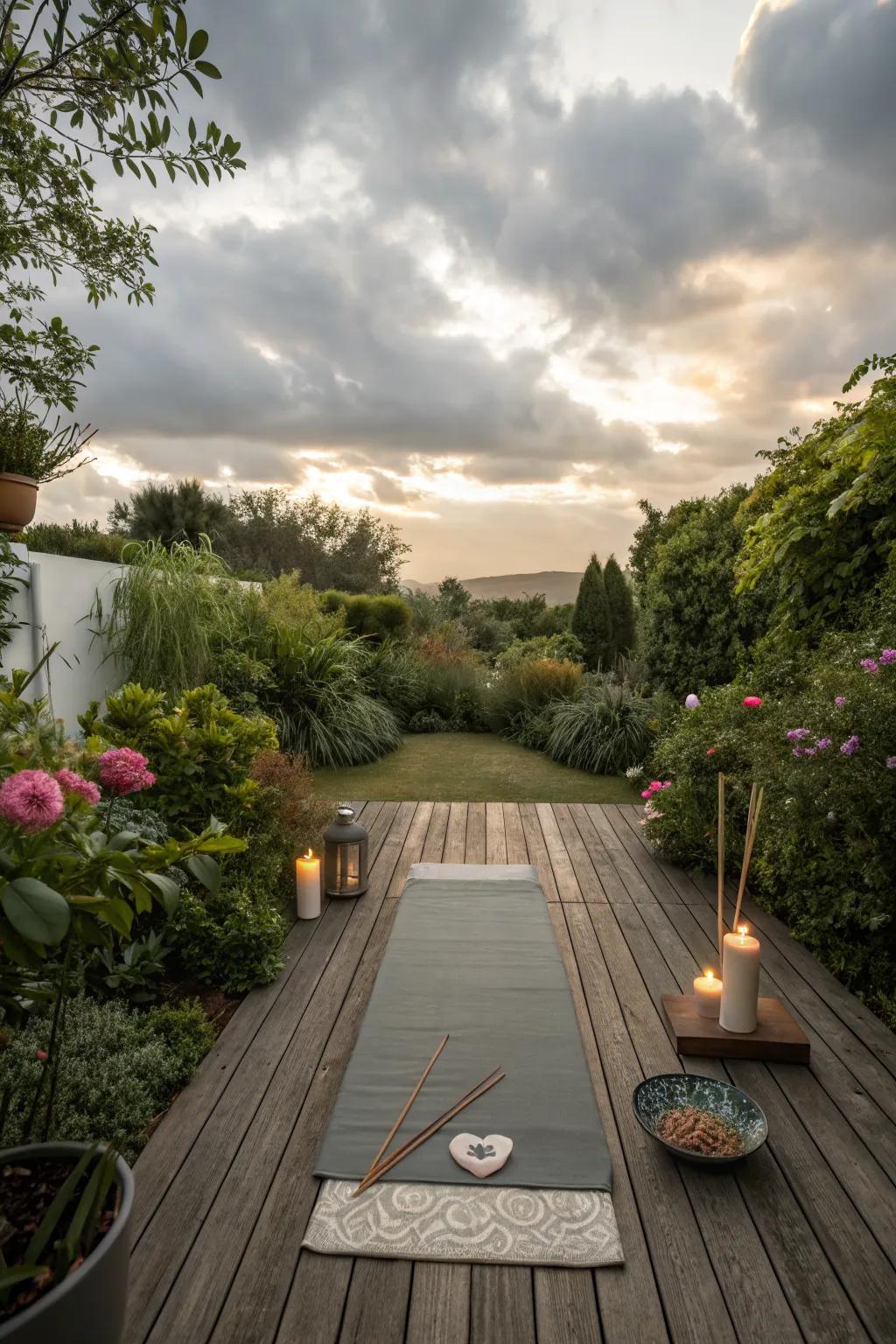 A yoga space invites peace and mindfulness.