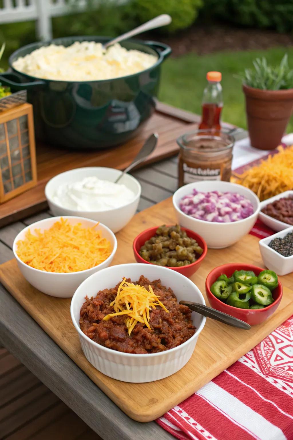 DIY chili bar for a hearty and customizable dish