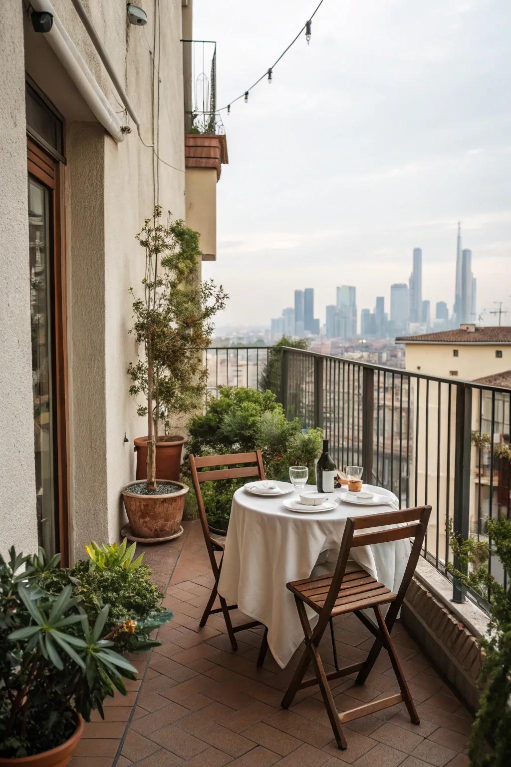 A cozy dining spot perfect for outdoor meals.