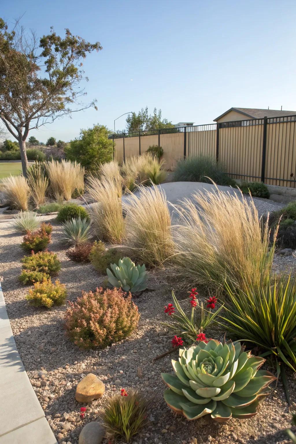 Drought-tolerant plants that conserve water and thrive effortlessly.