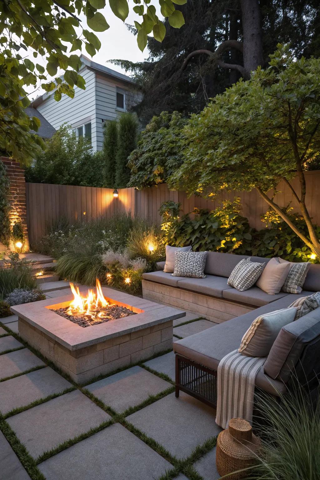Illuminate your nights with a fire pit featuring integrated lighting.