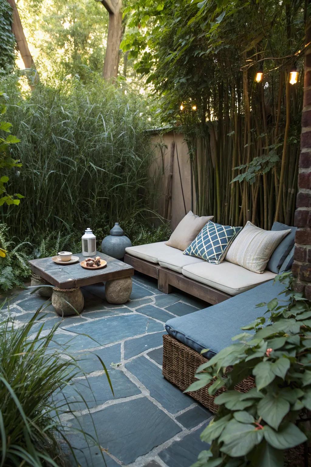 Find solitude in a secluded blue stone nook