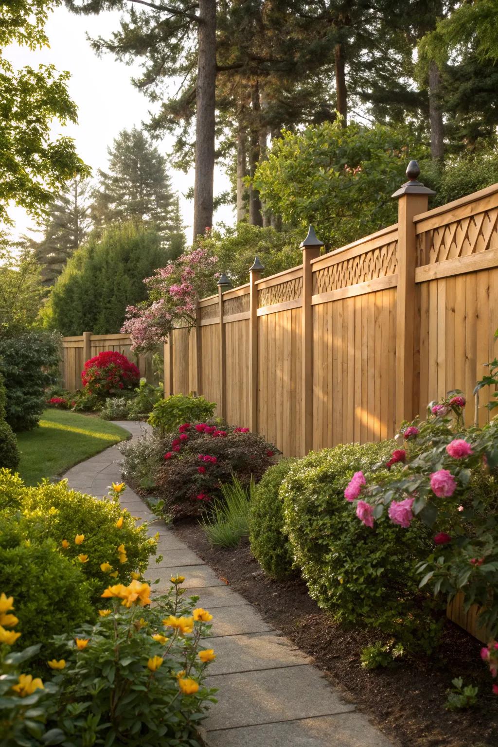 Cedar boards bring warmth to a garden space.