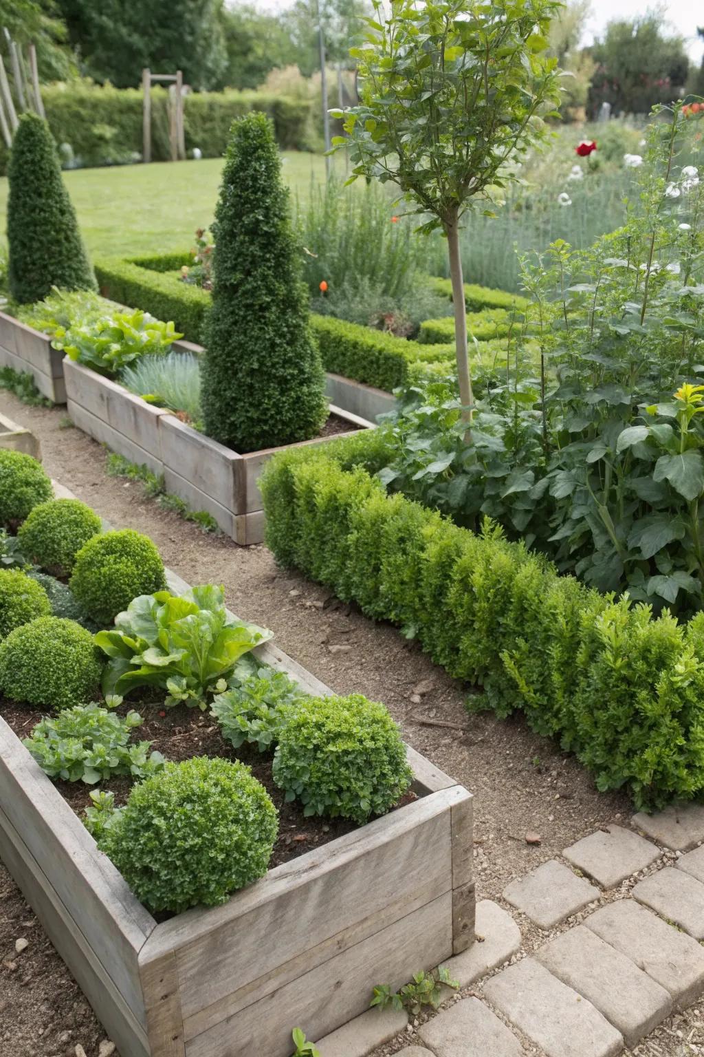 Functional meets beautiful with edible boxwood gardens.