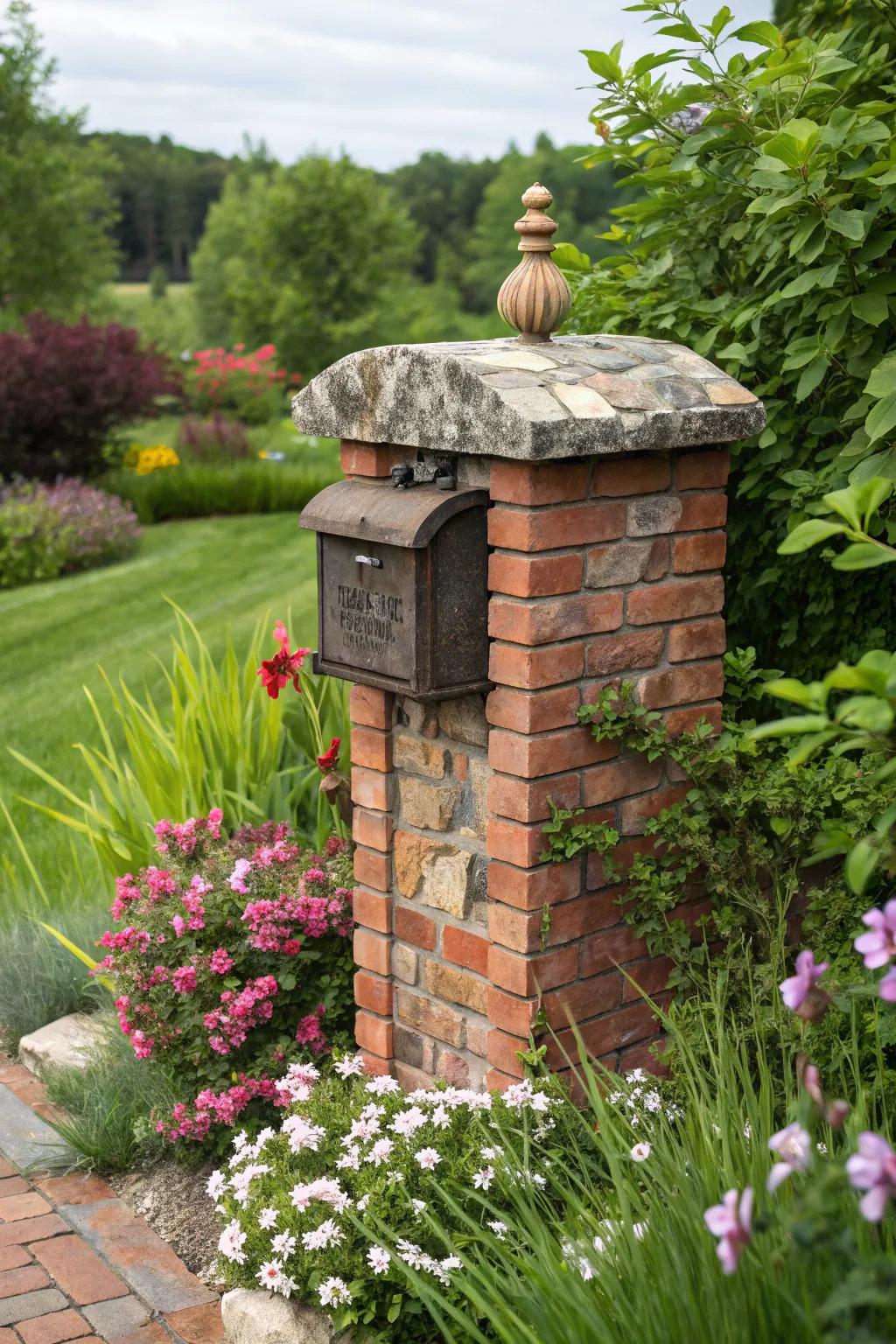 Create harmony with natural stone accents on your mailbox.