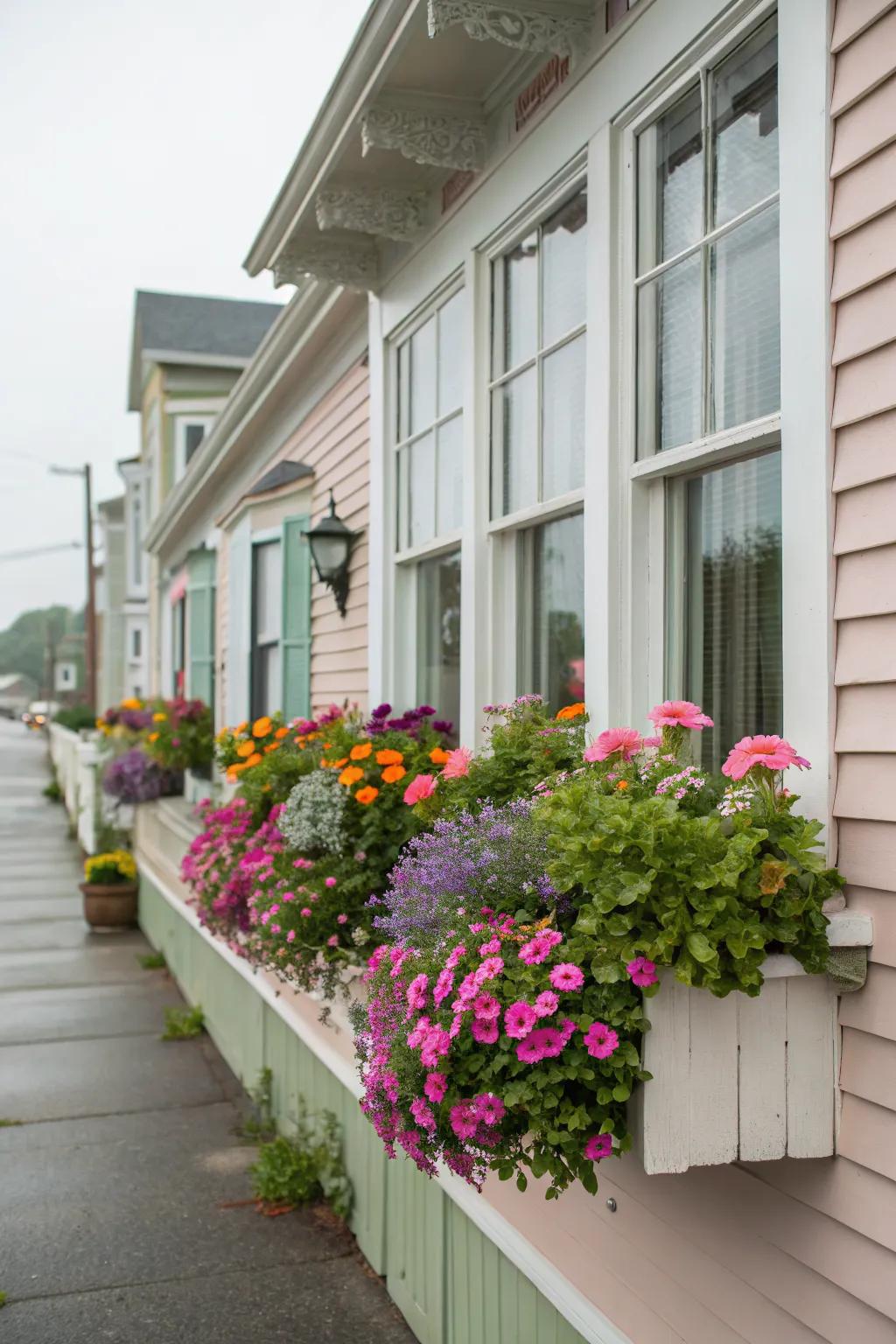 Window boxes add a charming touch of greenery.