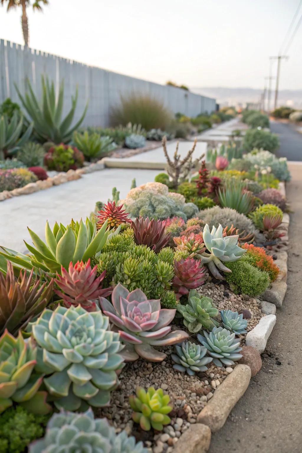 A garden showcasing the diverse beauty of succulents.