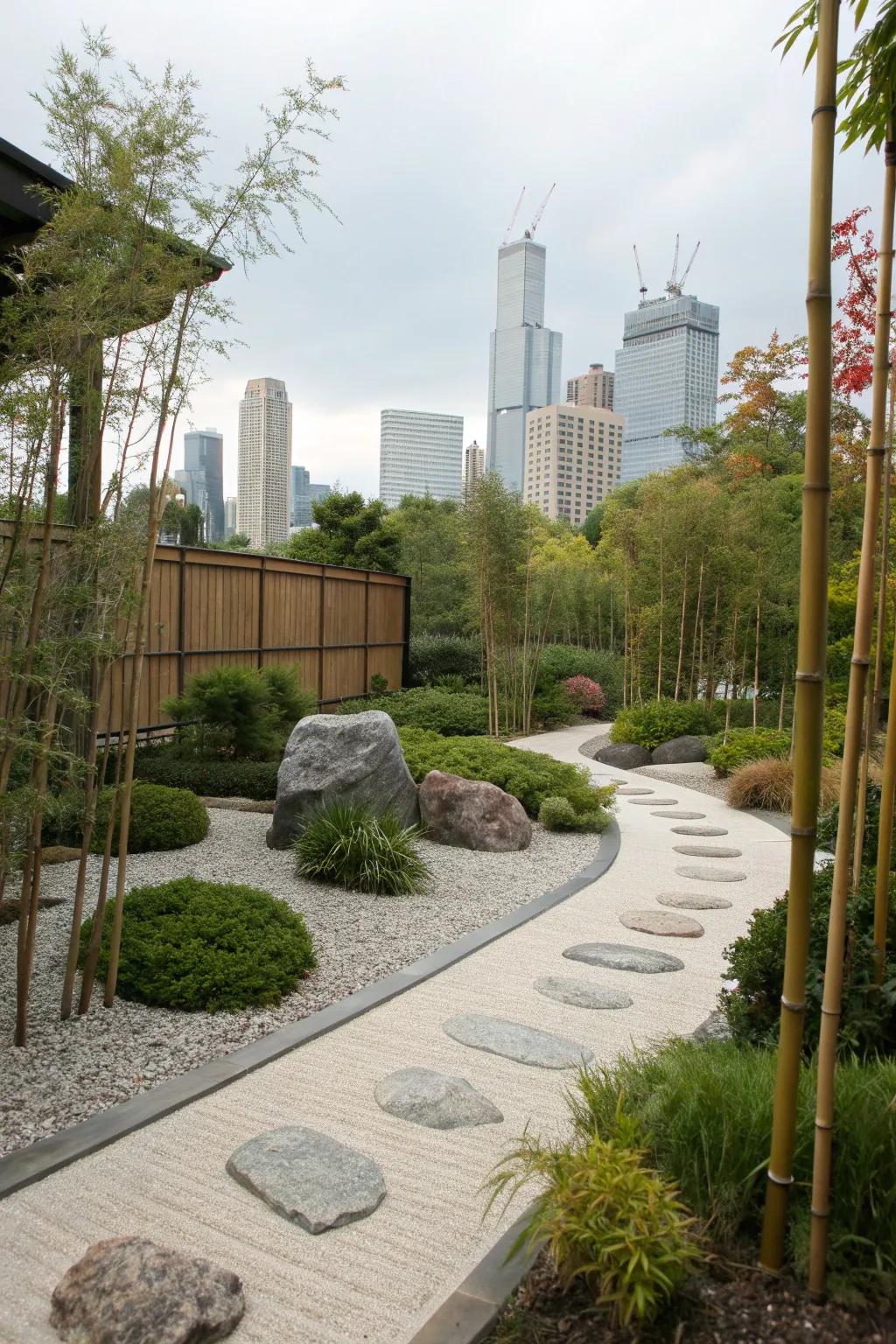 A tranquil themed Chicago garden with a Zen touch.
