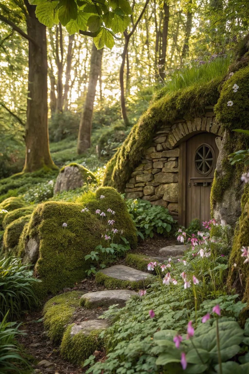 A secret hideaway invites mystery and exploration into the fairy garden.