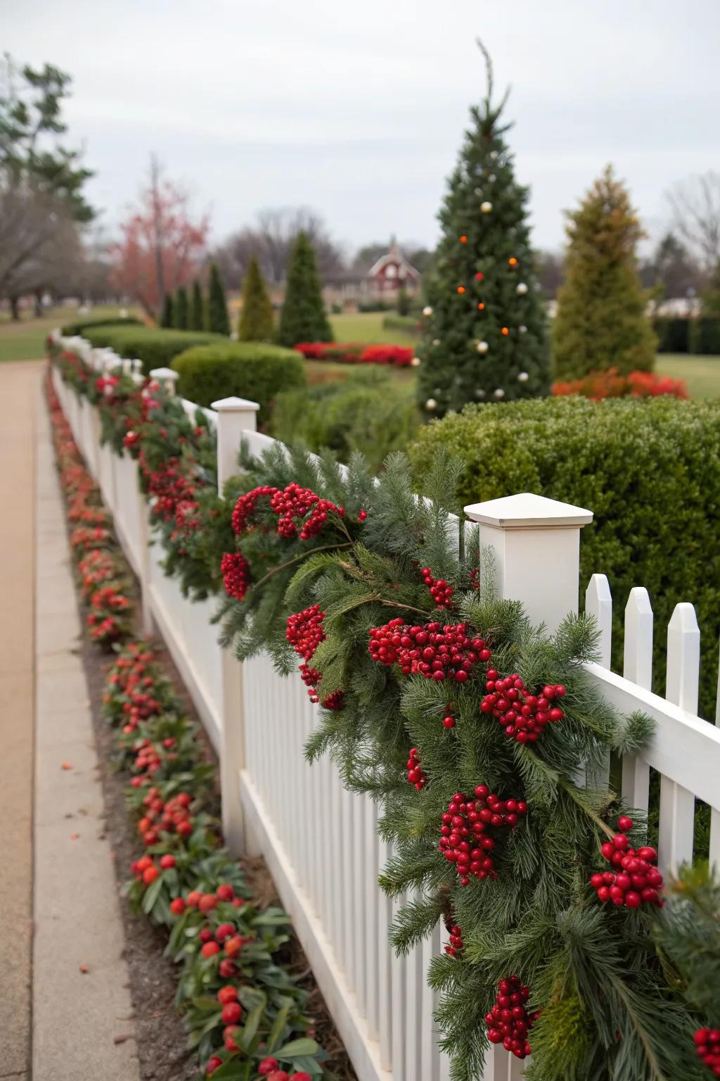 Accent your garland with vibrant berry touches.