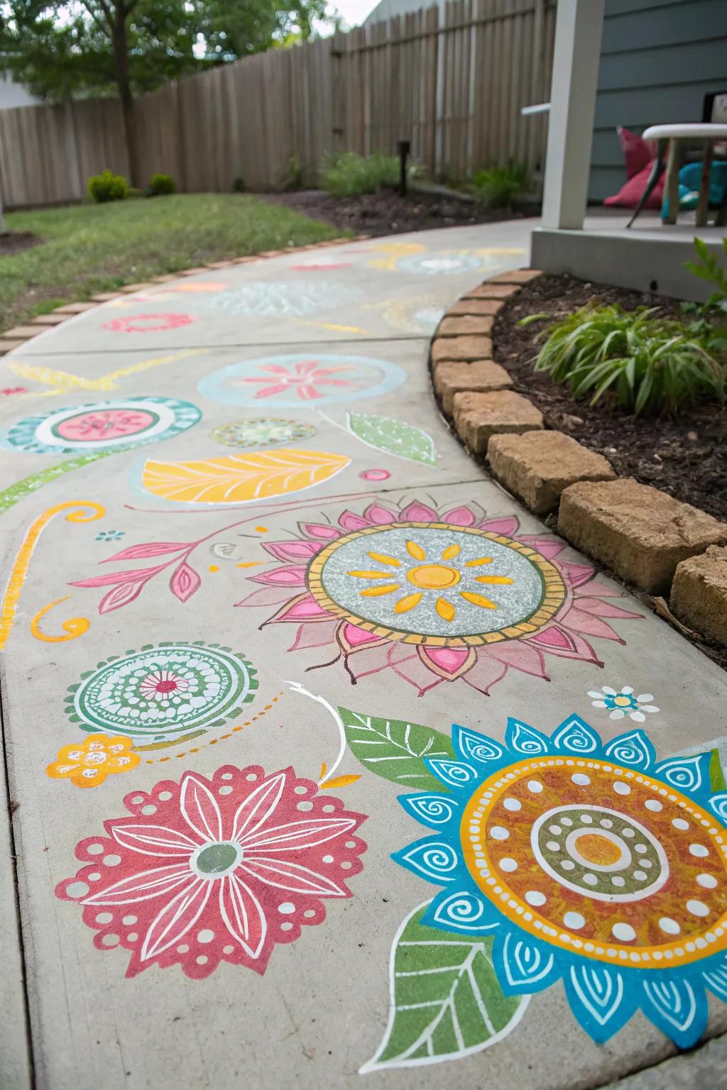 Painted concrete adds character and a splash of color to your patio.