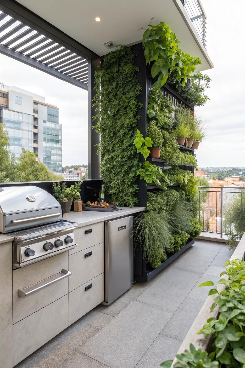 A vertical garden adds greenery and freshness to your kitchen space.