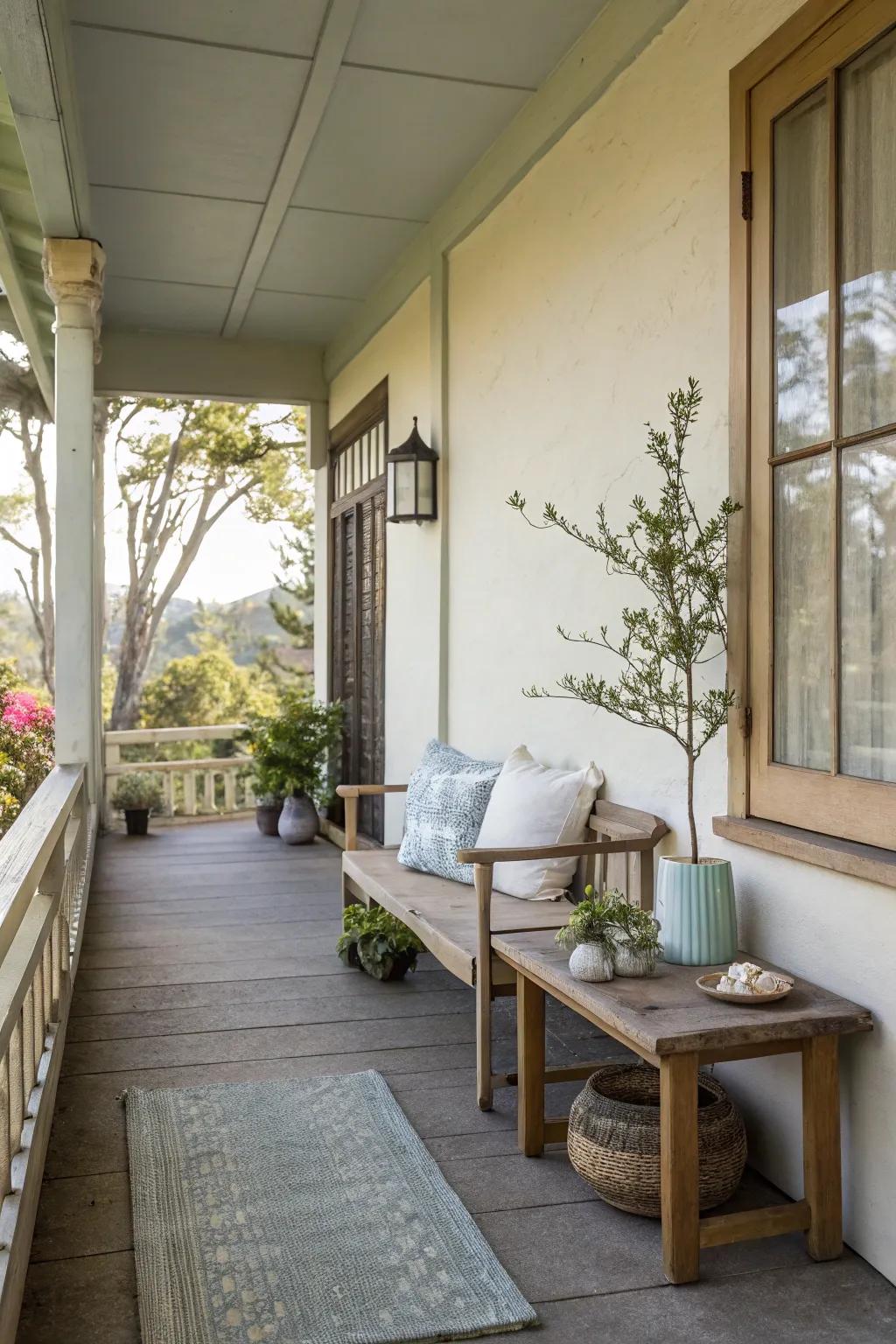 A Zen space for peaceful moments on a corner porch.