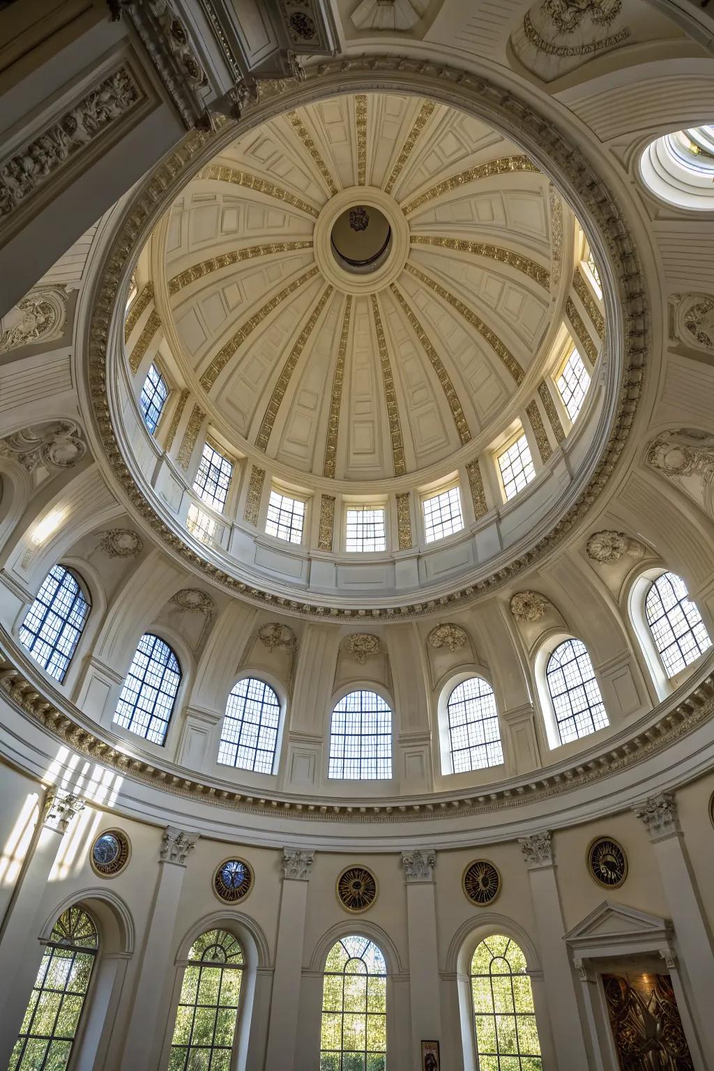 Mirrors inside a cupola reflecting natural light.