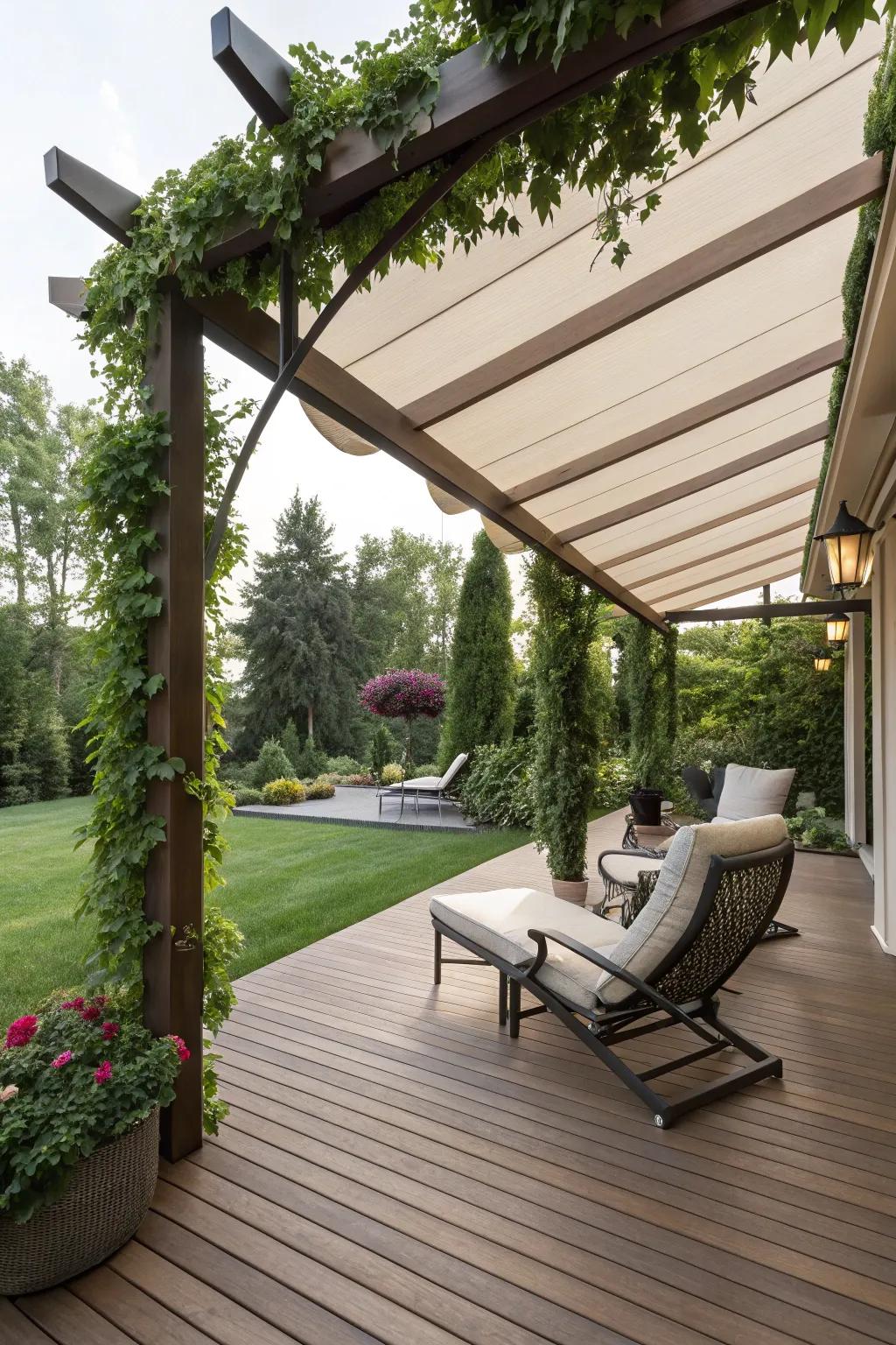 A pergola with a twist, offering shade and adaptability.