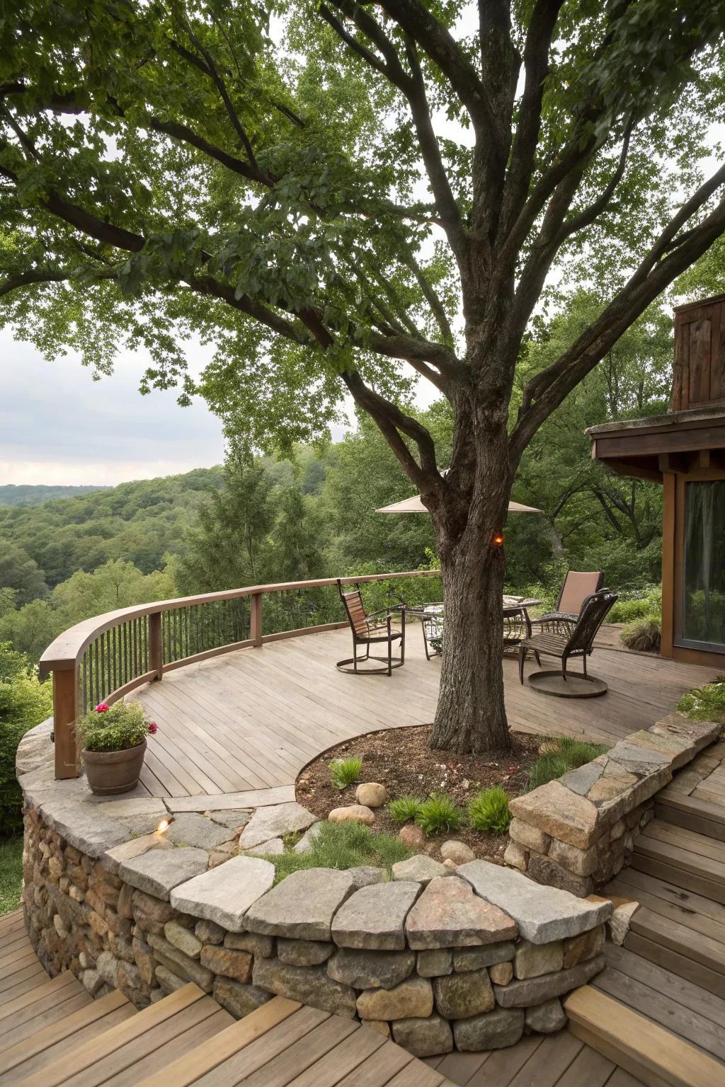 Stone accents add elegance and a timeless quality to your deck's design.