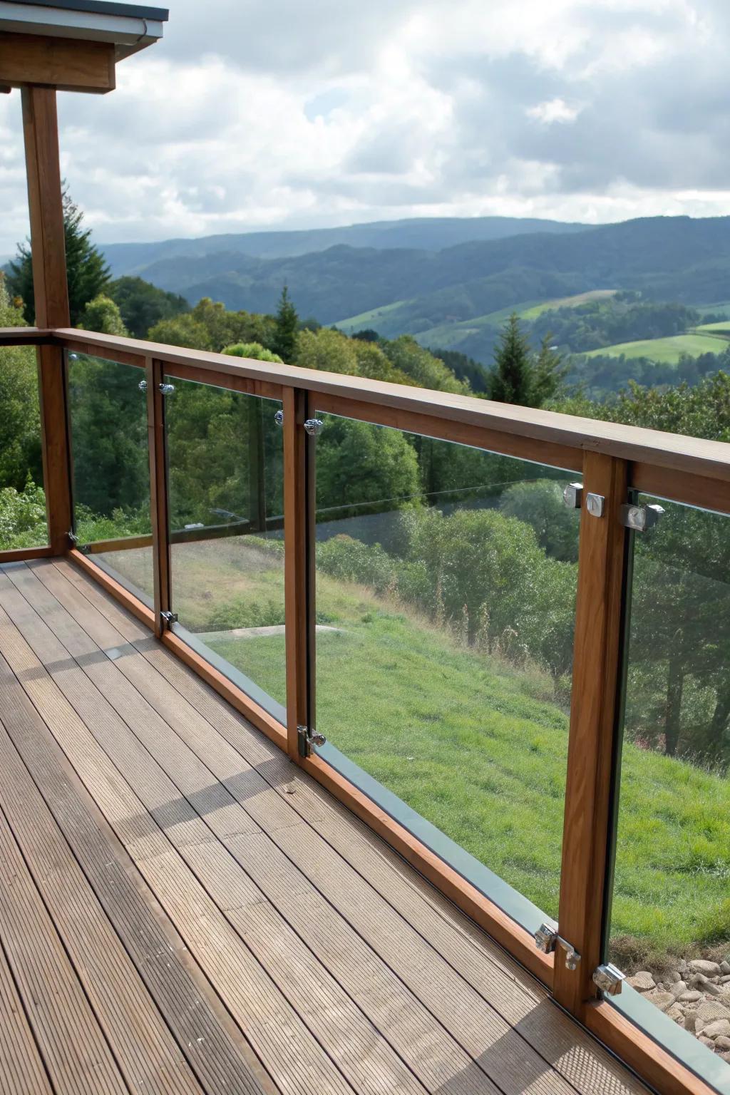 Wide glass infill for safety and unobstructed views.