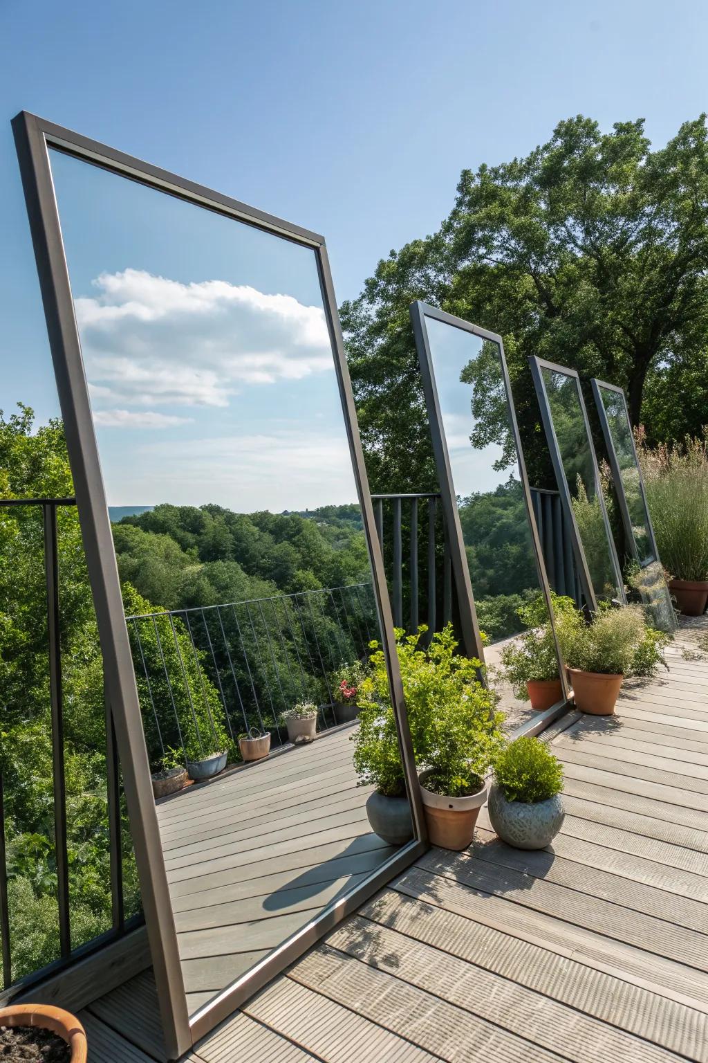 Mirrors enhance the space by reflecting beauty.